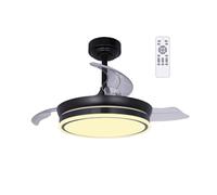 wonderlamp - Ventilador de techo silencioso, aspas plegables Perla Mini, Ventilador LED, Motor DC, 3 CCT Regulable 46W, Negro