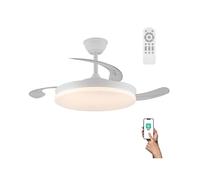 wonderlamp Ventilador LED aspas plegables Covery Evo Led 72W con Memoria de encendido, APP, Mando a distancia CCT 3000-4000-6000K, Intensidad Regulable, Silencioso. Efecto brillo estrellas