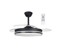 wonderlamp - Ventilador LED aspas plegables Surpino Negro 45W con Memoria de encendido y Mando a distancia CCT Regulable