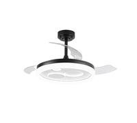 wonderlamp - Ventilador LED aspas retráctiles Raina Negro 50W con 3 formas cirulares, CCT 3000-4000-6000K