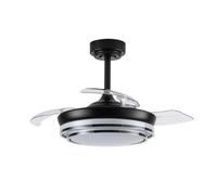 wonderlamp - Ventilador pequeño ø92cm LED aspas plegables Mesina Mini Negro CCT 3000-4000-6000K con modo luz de noche 46W