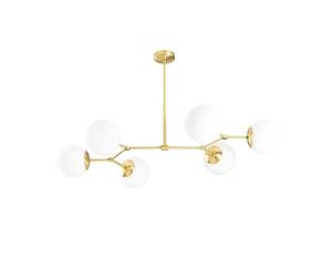wonderlamp W-D000029 Lámpara de Techo Colgante con Tulipas Opal, Estilo Nórdico, Modelo Mulen, Blanco, 6 Focos con Bombilla E27