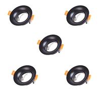 wonderlamp W - E000130 - Pack 5 Unidades Aro Empotrable Basic II Redondo Negro. Portalámparas GU10 Incluido.