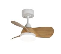 Wonderlampp -Ventilador de techo pequeño ø60cm LED Borse Mini Blanco+Haya CCT 3000-4000-6000K 18W con memoria de encendido