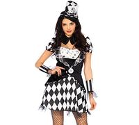 WONDERLAND W5040501007 Mad Hatter - Disfraz de mujer, color negro, blanco, talla S (EUR34-36)