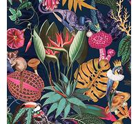 Wonderland WOW035 - Papel pintado, diseño de flores tropicales, color azul marino