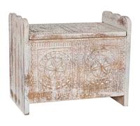 Wonderlust Deco - Baúl de madera blanco y marrón acabado artesanal 60x36x50cm Marrón 60x36x50h cm