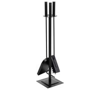 Wonderlust Deco - Set 4 herramientas de metal para la chimenea de metal negras Negro 15x15x61h cm Negro