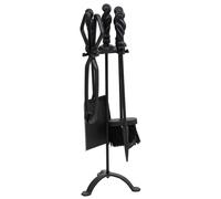 Wonderlust Deco - Set 5 herramientas pasa la chimenea de metal negras Negro 18x18x60h cm Negro