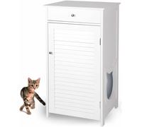 WONDERMAKE Armario para Gato Blanco de MDF: Caseta para Caja de Arena