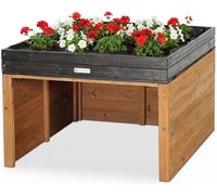 WONDERMAKE® Garaje para robot cortacésped XXL universal con drenaje de agua, jardinera de madera, para robot cortacésped, cobertizo para robot cortacésped, garaje, techo plano, 78,5 x 96 x 57 cm