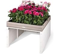 WONDERMAKE® Garaje para robot cortacésped XXL universal con drenaje de agua, jardinera de madera, para robot cortacésped, cobertizo, garaje con techo plano, 78,5 x 96 x 57 cm, gris antracita y blanco