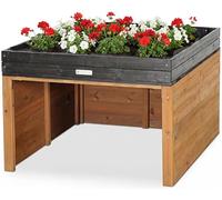 WONDERMAKE® Garaje para robot cortacésped XXL universal con drenaje de agua, jardinera de madera, para robot cortacésped, cobertizo para robot cortacésped, garaje, techo plano, 78,5 x 96 x 57 cm