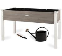 WONDERMAKE® Jardinera elevada Grande de Madera para jardín, huerto Urbano, balcón o terraza, Kit de Maceta XL Rectangular Estrecha con lámina de vellón, para Hierbas aromáticas, Blanco Gris Antracita