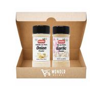 Wondermarket. Badia Pack de Condimentos Esenciales: Ajo en Polvo (85.05g / 3 oz) y Cebolla en Polvo (78g / 2.75 oz) - Sazonadores Naturales Libres de Gluten para Cocina, Kit de Especias Gourmet con Ca
