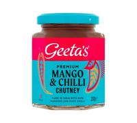 Wondermarket. Chutney de Mango y Chile Geeta's Premium 230g | Salsa India Tradicional Agridulce Picante | Aderezo Gourmet para Quesos Carnes y Aperitivos | Condimento Auténtico Sin Gluten
