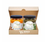 Wondermarket pasta de ají amarillo y pasta de cilantro. Pastas peruanas. Pastas del huerto. Condimento peruano.