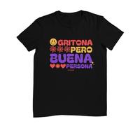 Wondernastic - Camiseta Gritona Pero Buena Persona, Talla XXL, Color Negro, Manga Corta, Unisex, Apta para Lavadora, Divertido y Original, Diseño Exclusivo