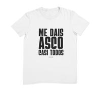 Wondernastic - Camiseta Me dais asco Casi Todos, Talla S, Color Blanco, Manga Corta, Unisex, Apta para Lavadora, Divertido y Original, Diseño Exclusivo
