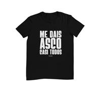 Wondernastic - Camiseta Me dais asco Casi Todos, Talla S, Color Negro, Manga Corta, Unisex, Apta para Lavadora, Divertido y Original, Diseño Exclusivo
