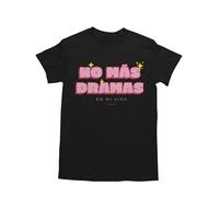 Wondernastic - Camiseta No más Dramas en mi Vida, Talla XL, Color Negro, Manga Corta, Unisex, Apta para Lavadora, Divertido y Original, Diseño Exclusivo