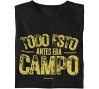 Wondernastic - Camiseta Todo Esto Antes era Campo, Talla XL, Color Negro, Manga Corta, Unisex, Apta para Lavadora, Divertido y Original, Diseño Exclusivo