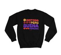 Wondernastic - Sudadera Gritona Pero Buena Persona, Talla XL, Color Negro, Sin Capucha, Unisex, Apta para Lavadora, Divertido y Original, Diseño Exclusivo