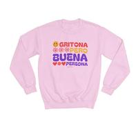 WONDERNASTIC - Sudadera Gritona Pero Buena Persona, Talla XL, Color Rosa, Sin Capucha, Unisex, Apta para Lavadora, Divertido y Original, Diseño Exclusivo