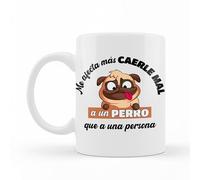 Wondernastic - Taza Me afecta más caerle mal a un perro que a una persona, 350 ml, Color Blanco, Cerámica, Apta para Lavavajillas y Microondas, Divertido y Original, Diseño Exclusivo