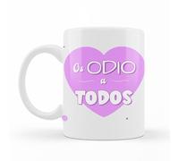 Wondernastic - Taza Os odio a todos, Capacidad 350 ml, Color Blanco, Taza de Cerámica, Apta para Lavavajillas y Microondas, Divertido y Original, Diseño Exclusivo