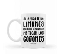 Wondernastic - Taza Si la vida te da limones las frases de autoayuda me tocan los, 350 ml, Color Blanco, Cerámica, Apta para Lavavajillas y Microondas, Divertido y Original, Diseño Exclusivo