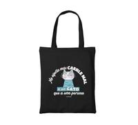 WONDERNASTIC - Tote Bag Me Afecta más Caerle mal a un Gato, Color Negro, Bolso Multiusos, Tejido de Lino, Versátil, Resistente, Diseño Original, Medidas 34 x 39 cm
