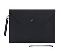Wonderpool A4 Funda de PU Cuero Sobres Archivos con Bolsillos Internos Para Portadocumentos y Papelería Tableta PC Multifunción Organizador (Negro)