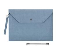 Wonderpool A4 Funda de PU Cuero Sobres Archivos con Bolsillos Internos Para Portadocumentos y Papelería Tableta PC Multifunción Organizador (Cielo azul)