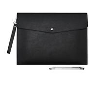 Wonderpool A4 PU cuero sobre documentos multifunción carpetas papelería bolsa - Archivo de cartera para organizador de cartas de papel y funda para tablet PC (Negro)