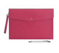 Wonderpool A4 PU Cuero sobre Documentos multifunción Carpetas papelería Bolsa - Archivo de Cartera para Organizador de Cartas de Papel y Funda para Tablet PC (Rojo Ciruela)