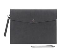 Wonderpool A4 PU cuero sobre documentos multifunción carpetas papelería bolsa - Archivo de cartera para organizador de cartas de papel y funda para tablet PC (Gris oscuro)