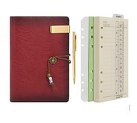 Wonderpool Carpeta de anillas de cuero para diario, cuaderno de papel recargable con forro de escritura, 6 anillos con blocs de notas para viajes de oficina y agenda (a-Vino rojo, A6)