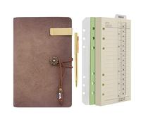 Wonderpool Carpeta de anillas de cuero para diario, cuaderno de papel recargable con forro de escritura, 6 anillos con blocs de notas para viajes de oficina y agenda de planes (a-Marrónrosa, A6)