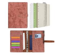 Wonderpool Carpeta de Cuero A5 6 Anillas Papel Punteado Organizador Recargable Cuaderno de Escritura y Funda con Múltiples Bolsillos Para Viajes de Estudio de Negocios (A5, Marrón)