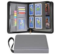 Wonderpool Carpeta de Tarjetas Coleccionables con Cremallera 4 Bolsillos para 240 Cartas - Piel PU Impermeable Álbum Cartas Carga Lateral para Pokemon, MTG, TCG & Cartas Deportivas (Gris)