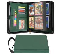 Wonderpool Carpeta de Tarjetas Coleccionables con Cremallera 4 Bolsillos para 240 Cartas - Piel PU Impermeable Álbum Cartas Carga Lateral para Pokemon, MTG, TCG & Cartas Deportivas (Verde)
