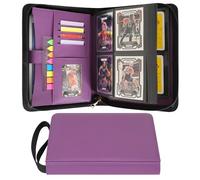 Wonderpool Carpeta de Tarjetas Coleccionables con Cremallera 4 Bolsillos para 240 Cartas - Piel PU Impermeable Álbum Cartas Carga Lateral para Pokemon, MTG, TCG & Cartas Deportivas (Morado)