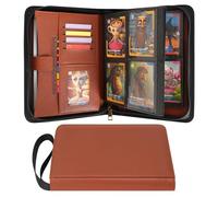 Wonderpool Carpeta de Tarjetas Coleccionables con Cremallera 4 Bolsillos para 240 Cartas - Piel PU Impermeable Álbum Cartas Carga Lateral para Pokemon, MTG, TCG & Cartas Deportivas (Marrón)