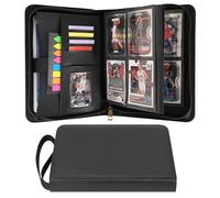 Wonderpool Carpeta de Tarjetas Coleccionables con Cremallera 4 Bolsillos para 240 Cartas - Piel PU Impermeable Álbum Cartas Carga Lateral para Pokemon, MTG, TCG & Cartas Deportivas (Negro)