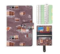 Wonderpool Carpetas cuaderno cuero recargables escritura Diario con patrón & bolsillos - Papel rayado grueso de 100gsm para viajes escolares trabajo (Mezclilla, A6)