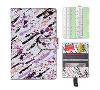 Wonderpool Carpetas cuaderno cuero recargables escritura Diario con patrón & bolsillos - Papel rayado grueso de 100gsm para viajes escolares trabajo (Tinta, A6)