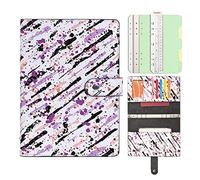 Wonderpool Carpetas cuaderno cuero recargables escritura Diario con patrón & bolsillos - Papel rayado grueso de 100gsm para viajes escolares trabajo (Tinta, A5)