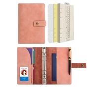 Wonderpool Carpetas Diario de cuero Cuaderno recargable Diario en espiral - Papel de cuadrícula de puntos y bolsillos interiores de cuero real para viajes escolares Trabajo (Rosa, A6)