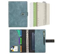 Wonderpool Carpetas Diario de cuero Cuaderno recargable Diario en espiral - Papel de cuadrícula de puntos y bolsillos interiores de cuero real para viajes escolares Trabajo (Cielo azul, A5)